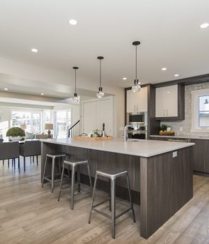 Beautiful shot of a modern house kitchen and dining room A beautiful shot of a modern house kitchen and dining room